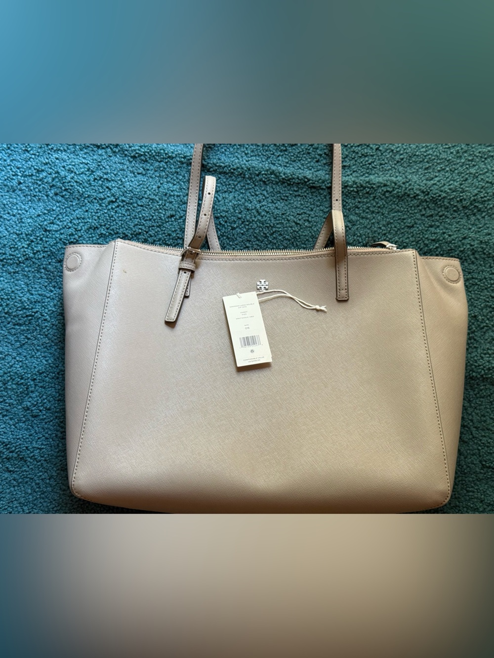 Tory Burch Pebbled Leather Tote - Light Beige